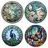 (US Only)4pcs Full Embroidery Cotton Thread 18CT Print Stained Glass Cross Stitch 20x20cm