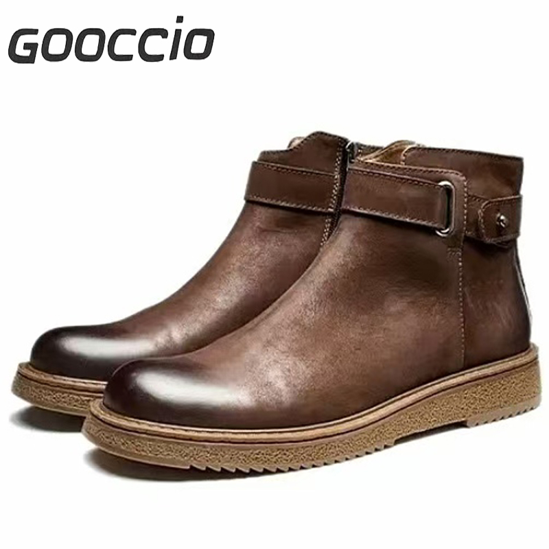 DT189 Retro-Style  Cowhide Martin Boots For Men GOOCCIO   