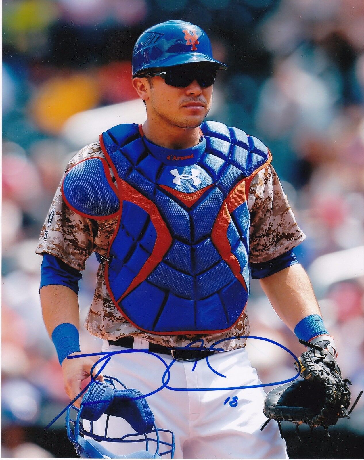 TRAVIS D'ARNAUD NEW YORK METS ACTION SIGNED 8x10