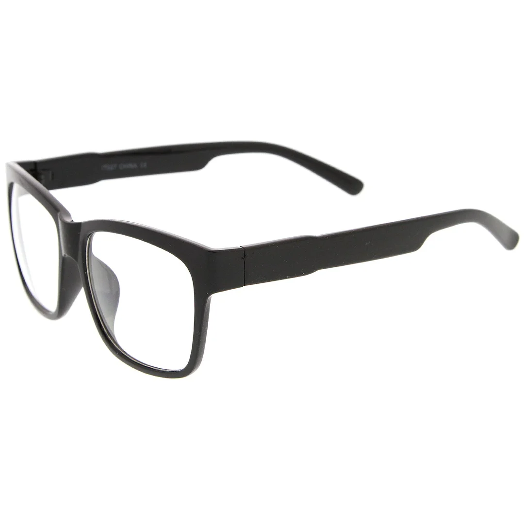 Casual Bold Square Clear Lens Horn Rimmed Eyeglasses 53mm