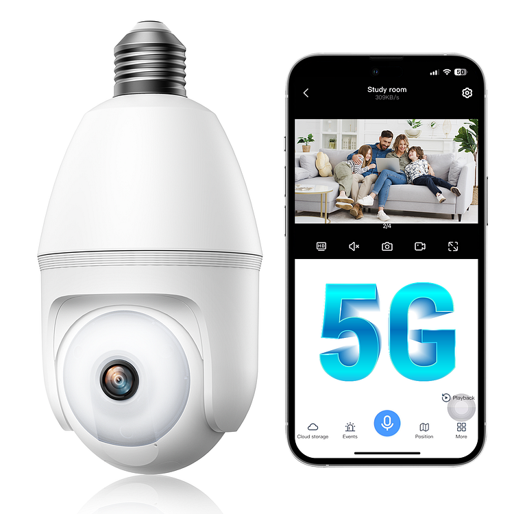 Campark SC47 1080P 2MP WiFi Security Camera for Home Outdoor Bulb Camera Support 2.4G/5G WiFi, Motion Detection and Siren Alarm