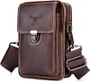 G&uuml;rteltasche Leder Herren H&uuml;fttasche mit G&uuml;rtelschlaufe Handytasche mit Geldb&ouml;rse Vintage Kleine Umh&auml;ngetasche Schultertasche Vertikale Handyh&uuml;lle Geldbeutel 7 Zoll Braun