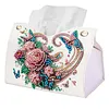 Pink Roses DIY PULeather Diamond Painting Tissue Box for Adults Beginners Decorative Diamond Art Paper Storage Holder for Living Room Bedroom Bathroom Table Decor