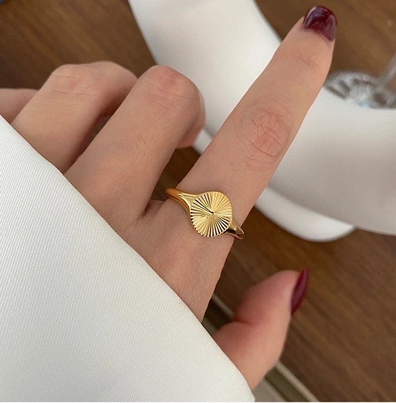 Fashion Heart 304 Stainless Steel Titanium Steel No Inlaid 18K Gold Plated Plating Inlaid Shell