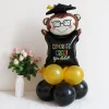 10PCS Graduation Party Decoration Cartoon Black Golden Aluminum Film Latex Balloons Celebration Supplies