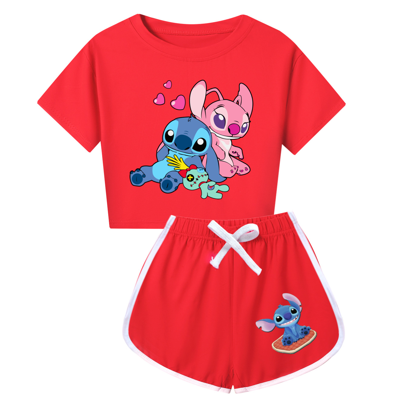 Stitch-Inspired Kids Short Sleeve Top & Shorts Set - Fun and Playful Outfit for Little Ones -Mayoulove