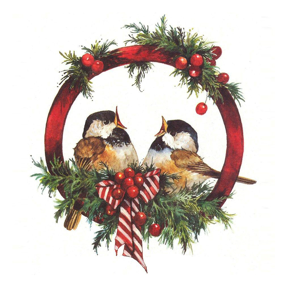 

40*40CM - Round Drill Diamond Painting - Christmas Wreath, 501 Original
