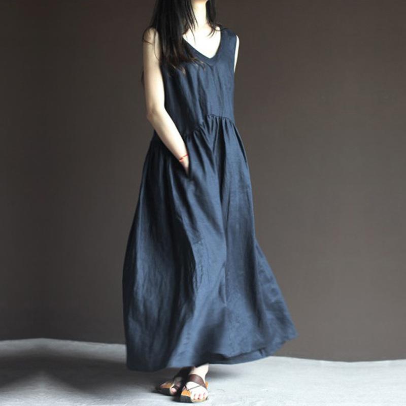 Rotimia Solid Color V-Neck Maxi Dress