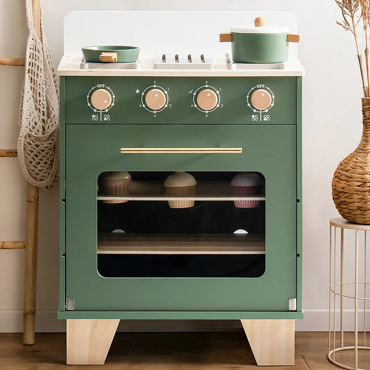 ROBUD Vintage Wooden Toy Kitchen Oven | Robotime Online