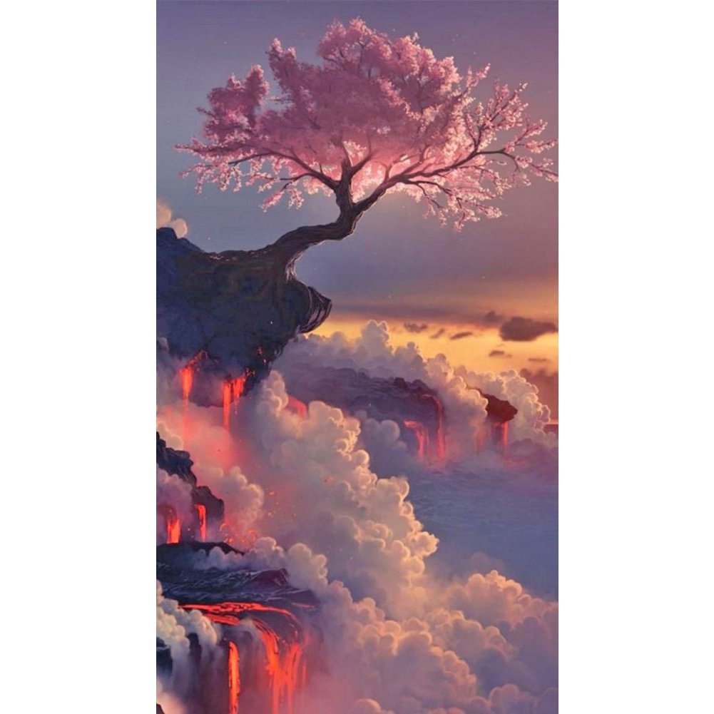 Diamond Painting - Full Round - Cherry Tree Above The Clouds(40*80cm)