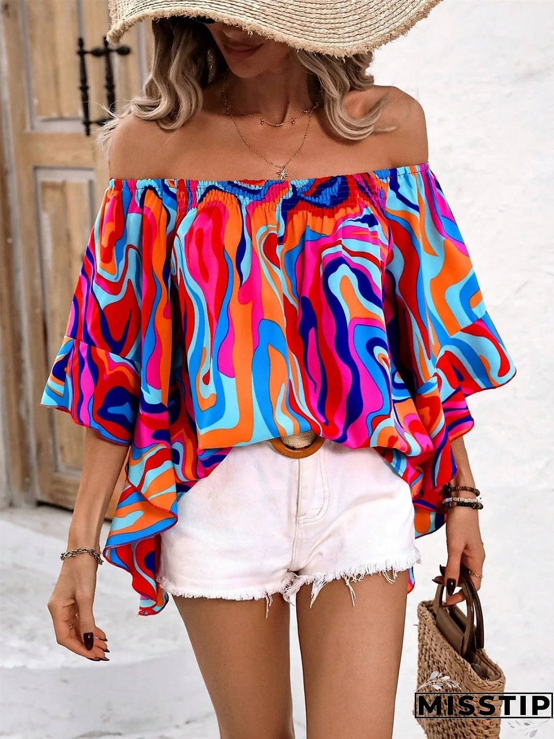 Printed Off-Shoulder Blouse