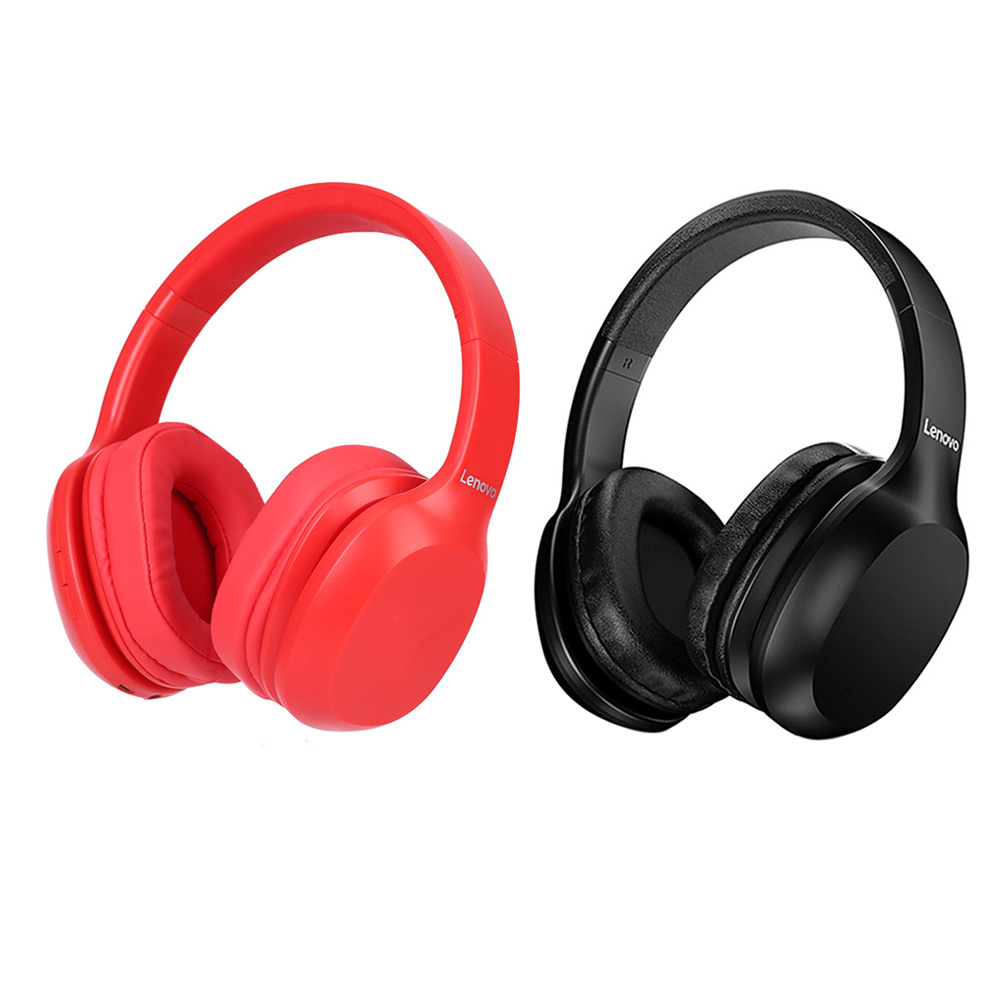 

Lenovo HD100 Bluetooth-compatible Headset Noise Canceling Over Ear Headphones with Mic, Red, 501 Original