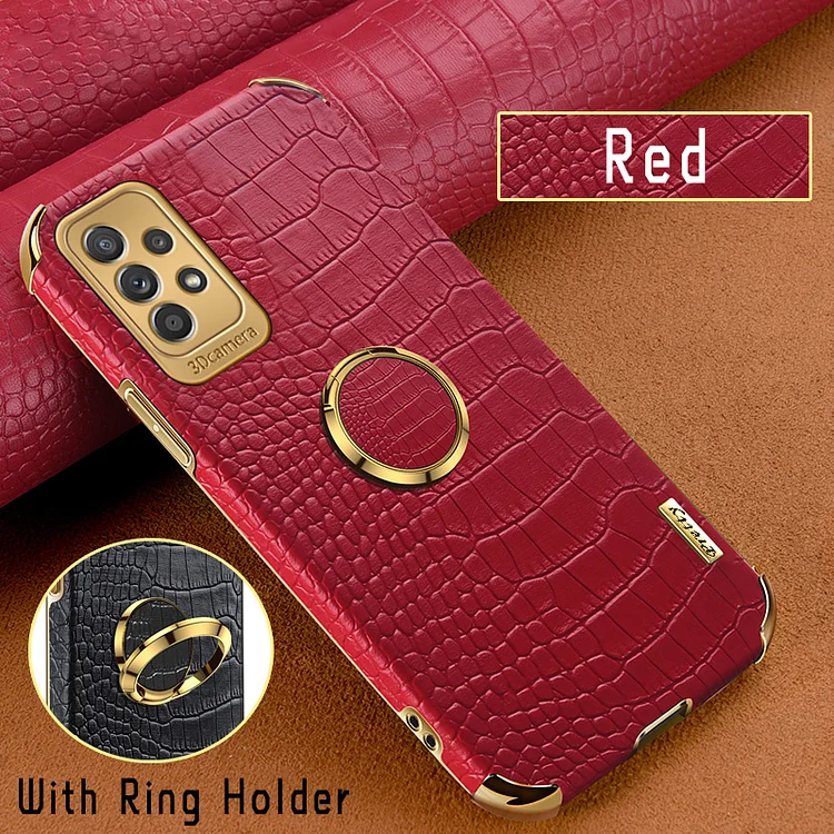 Crocodile Leather Ring Holder Cover For Samsung
