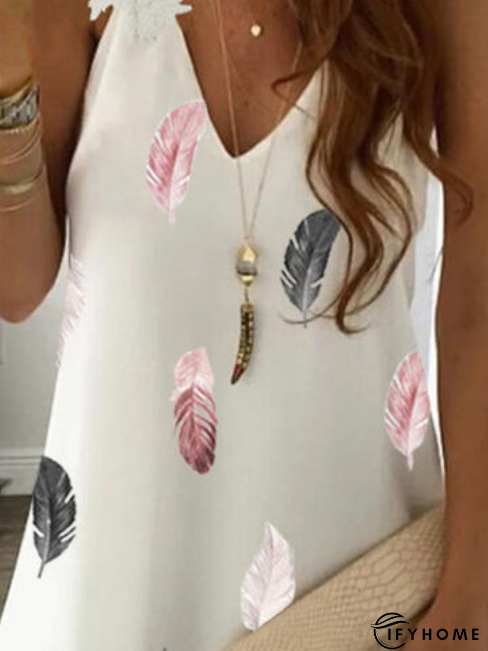 Sleeveless Simple Leaves Weaving Dress | IFYHOME