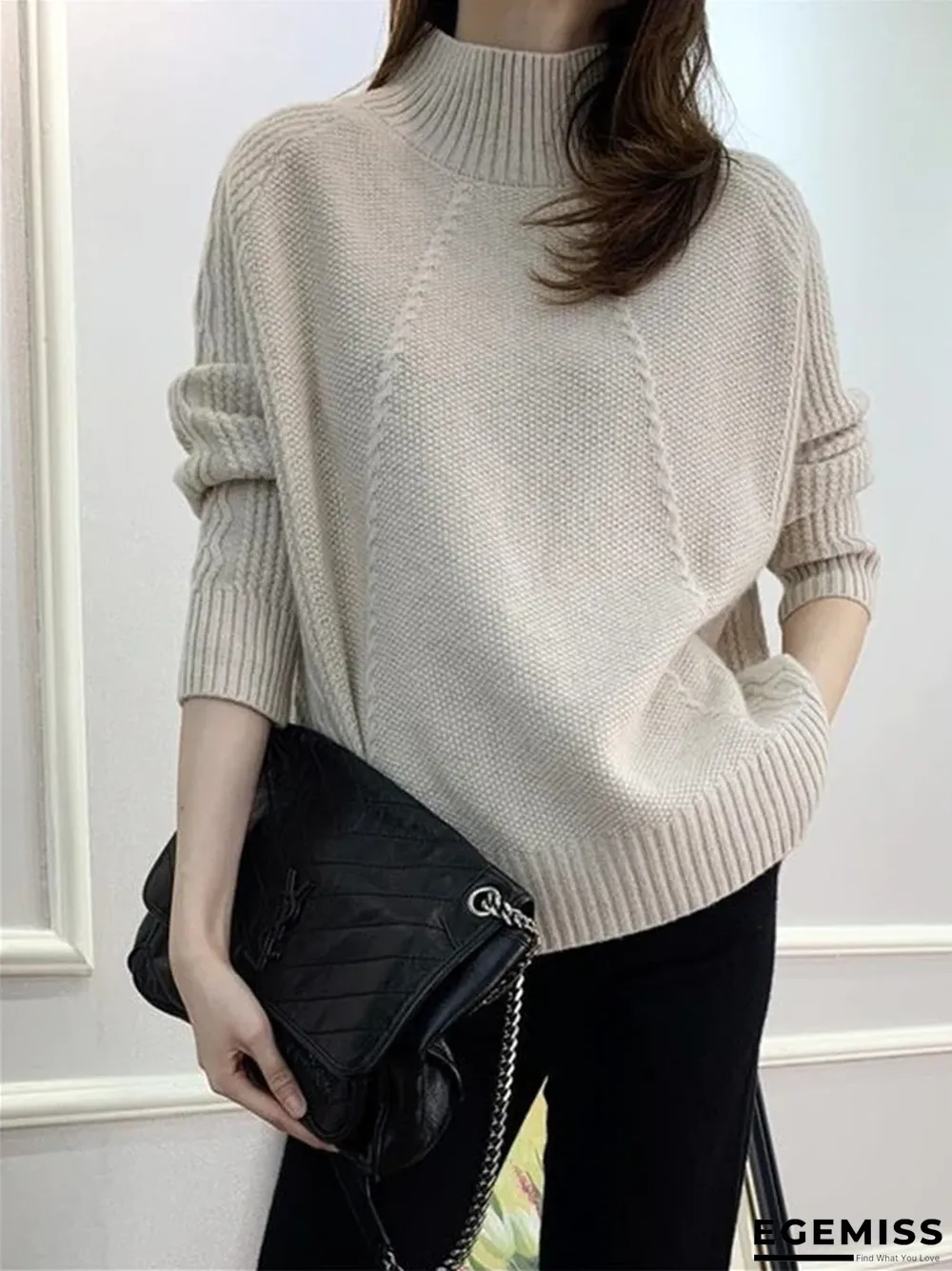 Half-neck Thick Loose Lazy Sweater | EGEMISS