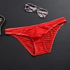 Men's Low Waist Breathable Striped Ultra Thin Transparent Ice Silk Briefs