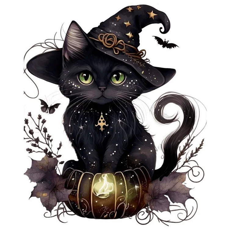 Halloween Cat 40*50CM (Canvas) Full Round Drill Diamond Painting gbfke