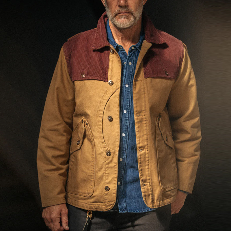 Vintage Corduroy And Canvas Single-Breasted Jacket