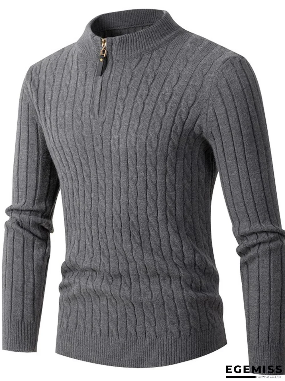 Men's Long-sleeved Twist Half-turtleneck Zip-knit Sweater | EGEMISS