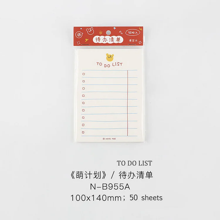 JOURNALSAY Cute Plan Series Creativity Kawaii Memo Pad No Sticky