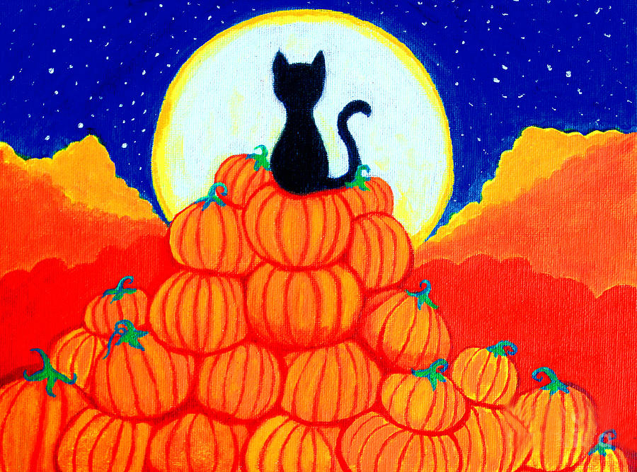 Halloween Pumpkin And Cat 40*50CM(Canvas) Full Round Drill Diamond Painting gbfke