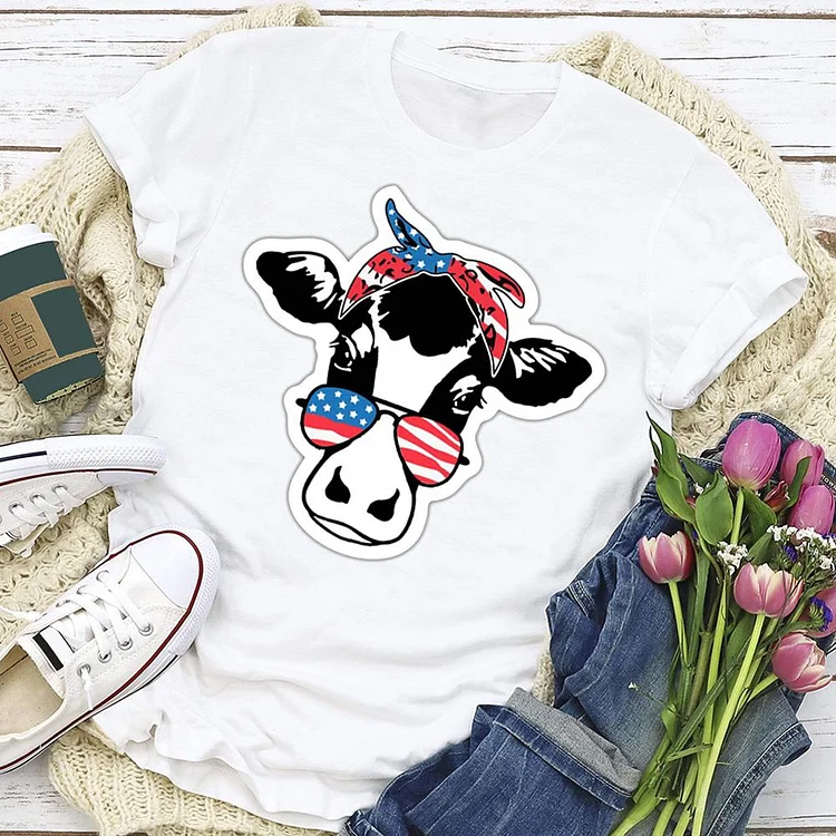 Cow 4Th Of July Independence Day  T-shirt Tee - 02071