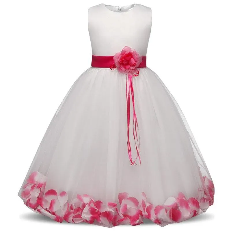 Summer Fancy Flower Girl Dresses For Wedding First Holy Communion Dress For Girls Children Party Prom Gowns with Flowers Ribbons