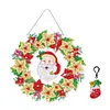 DIY Diamond Painting Hanging Christmas Flower Wreath With Lamp String Kit Home Door Decor