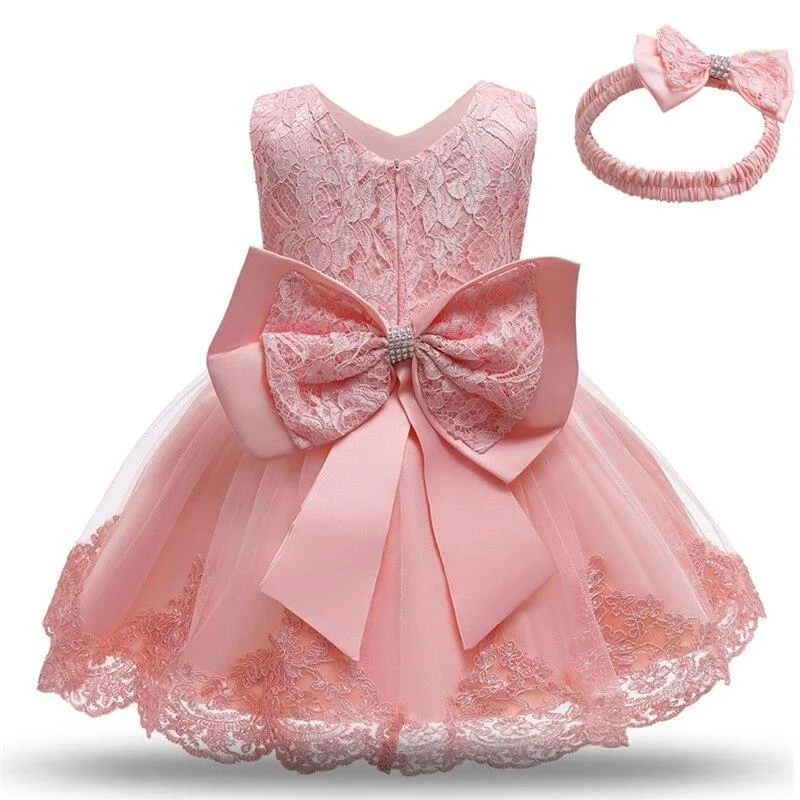 Baby Girl Dress 3pcs Elegant Princess Dress Birthday Party Dress Toddler Ball Gown Christening Gowns Infant Vestido For 0-2Yrs