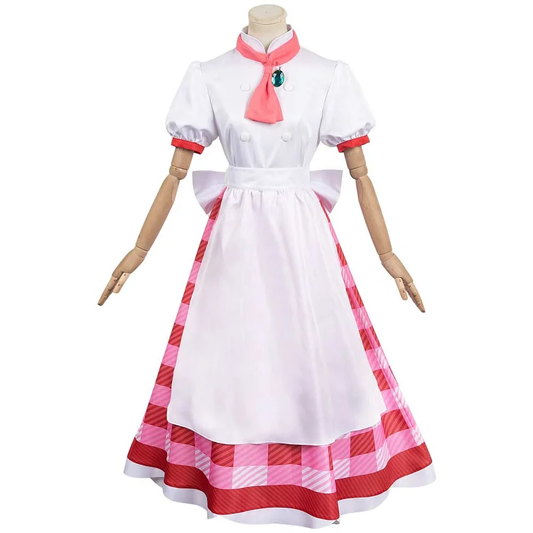 Game Princess Peach: Showtime! 2024 Princess Peach Pink Plaid Lolita Maid Dress Outfits Cosplay Costume
