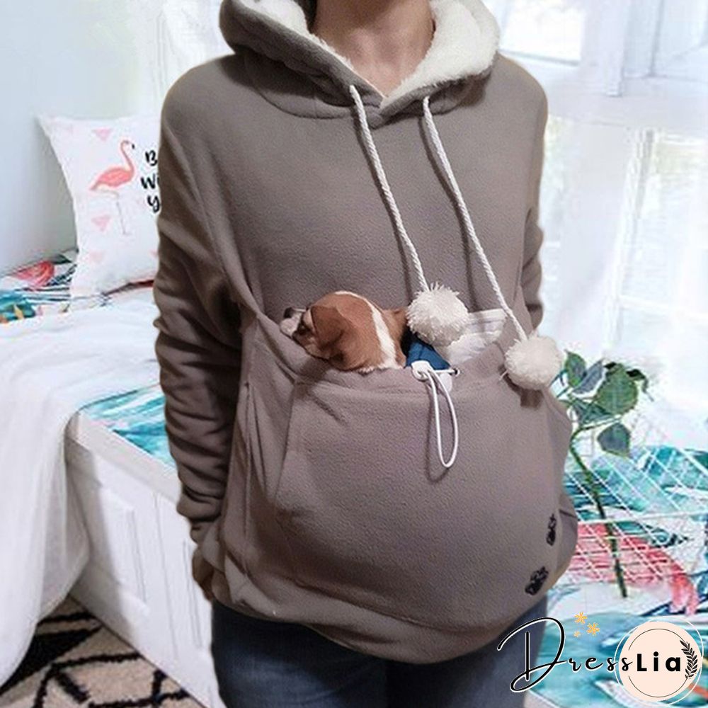 Winter Hoodies Fashion Pet Hoodie Cat And Dog Big Pocket Lovers Long Sleeve Coat