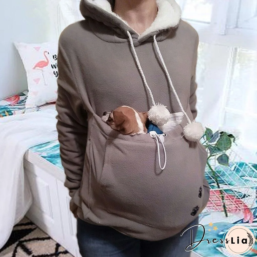 Winter Hoodies Fashion Pet Hoodie Cat And Dog Big Pocket Lovers Long Sleeve Coat