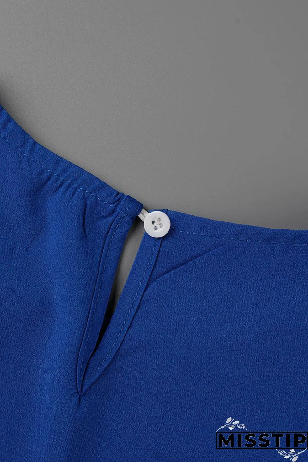 Blue Casual Solid Patchwork Fold Stringy Selvedge O Neck A Line Dresses