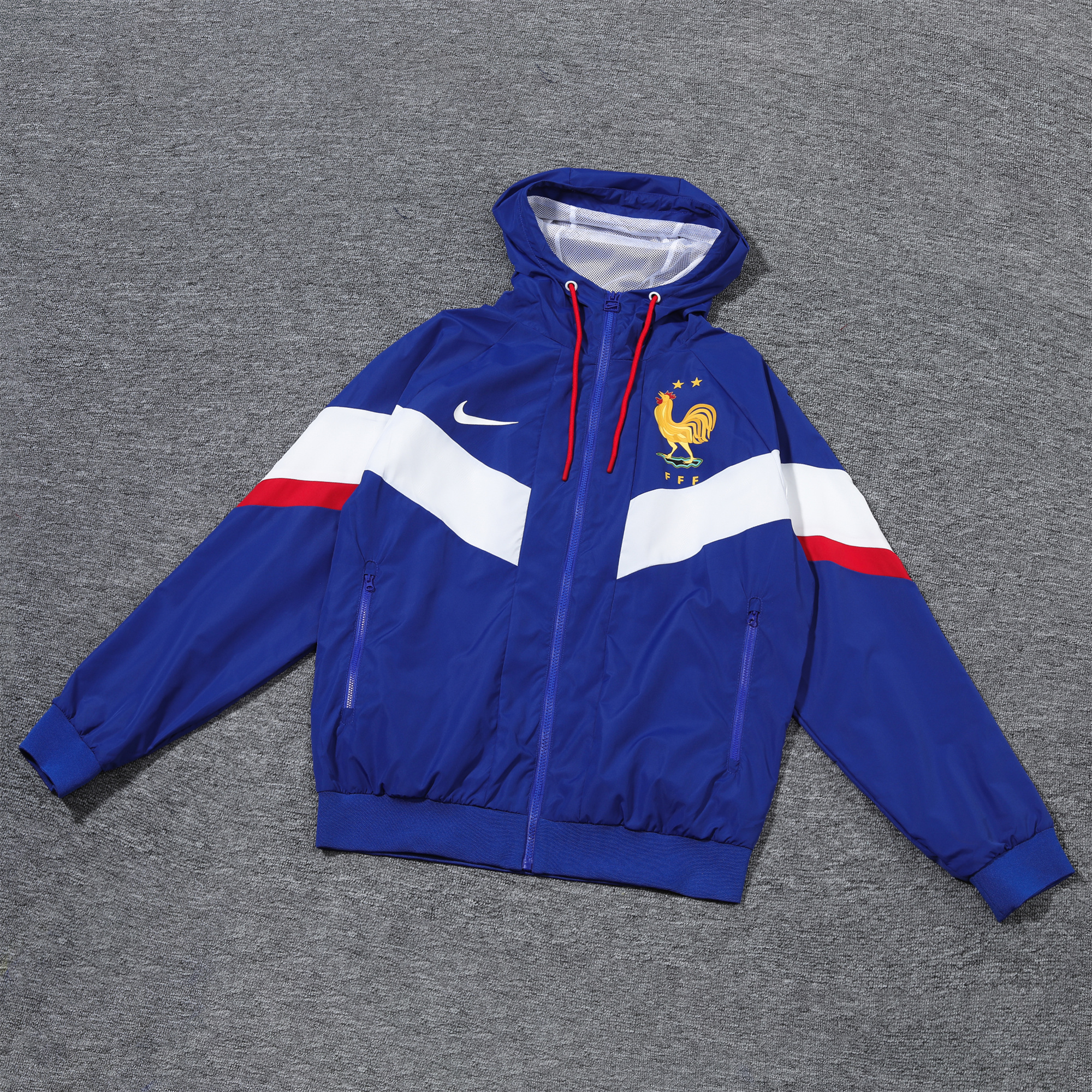 France 2024 National Team Anthem Blue Hooded Windbreaker - Player Version