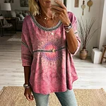 Women's Retro Bohemian Tie-dye Casual T-shirt - Image 2