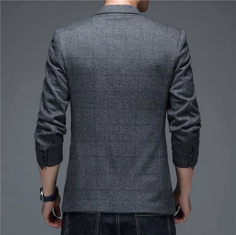 Oocharger Menswear Casual Classic Elastic Blazer Jacket New Arrivals Men Fashion Single Breasted Suit Jacket Business Brand Men's Clothing