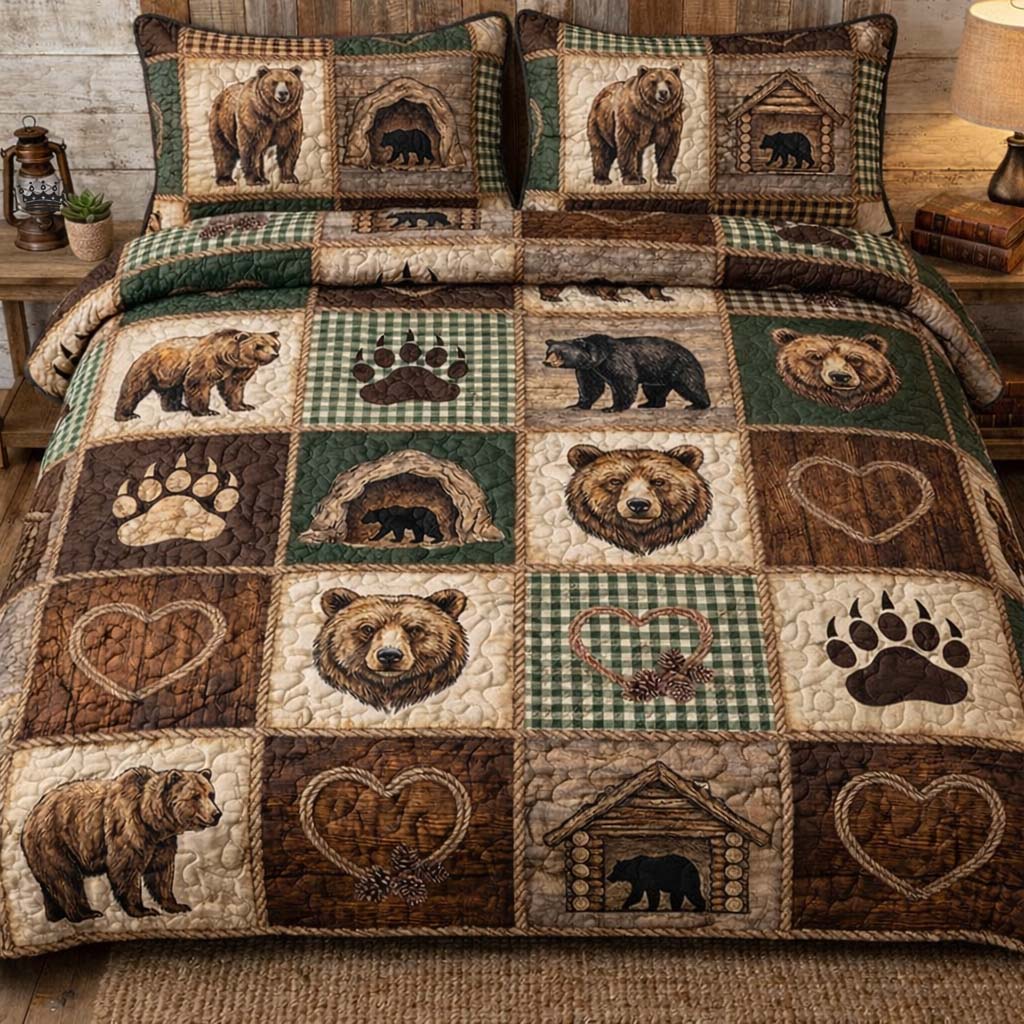 Forest Patchwork 3-Piece Quilted Bedding Set GFTOTG3494