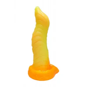 S-Shaped Yellow Tentacle Silicone Dildo for Women