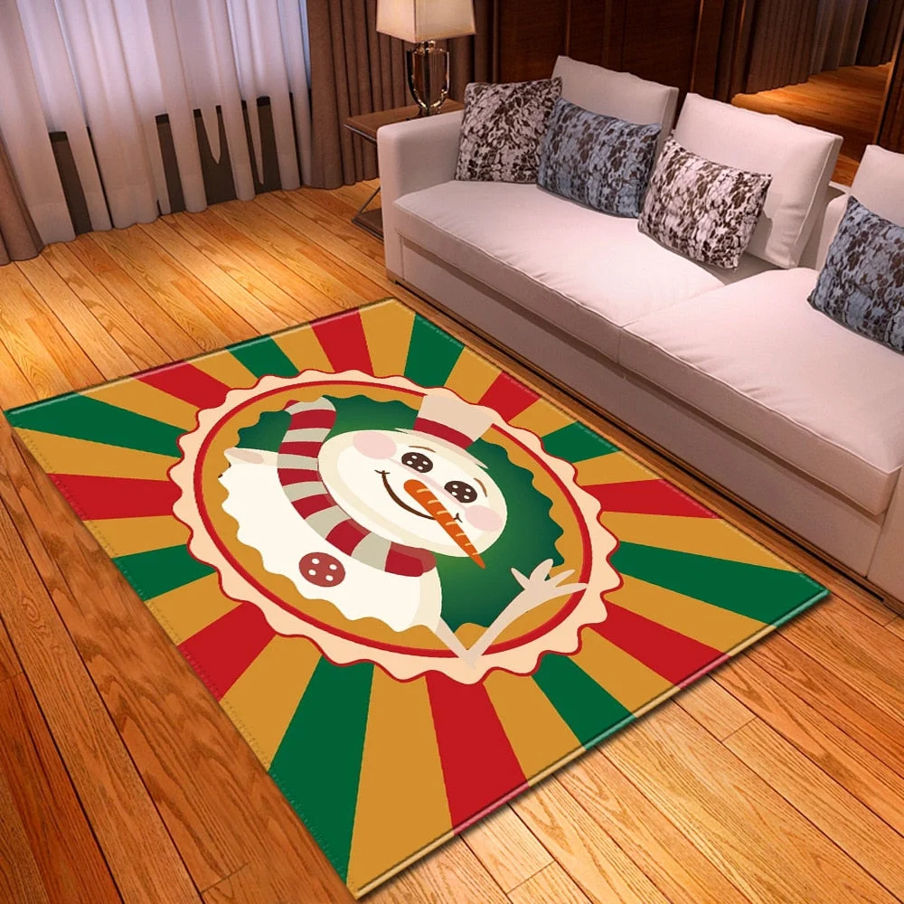 Merry Christmas Living Room Carpet  Kids Room Decoration Floor Carpet Home Hallway Bedroom Bedside Mat Children Anti-slip Rugs