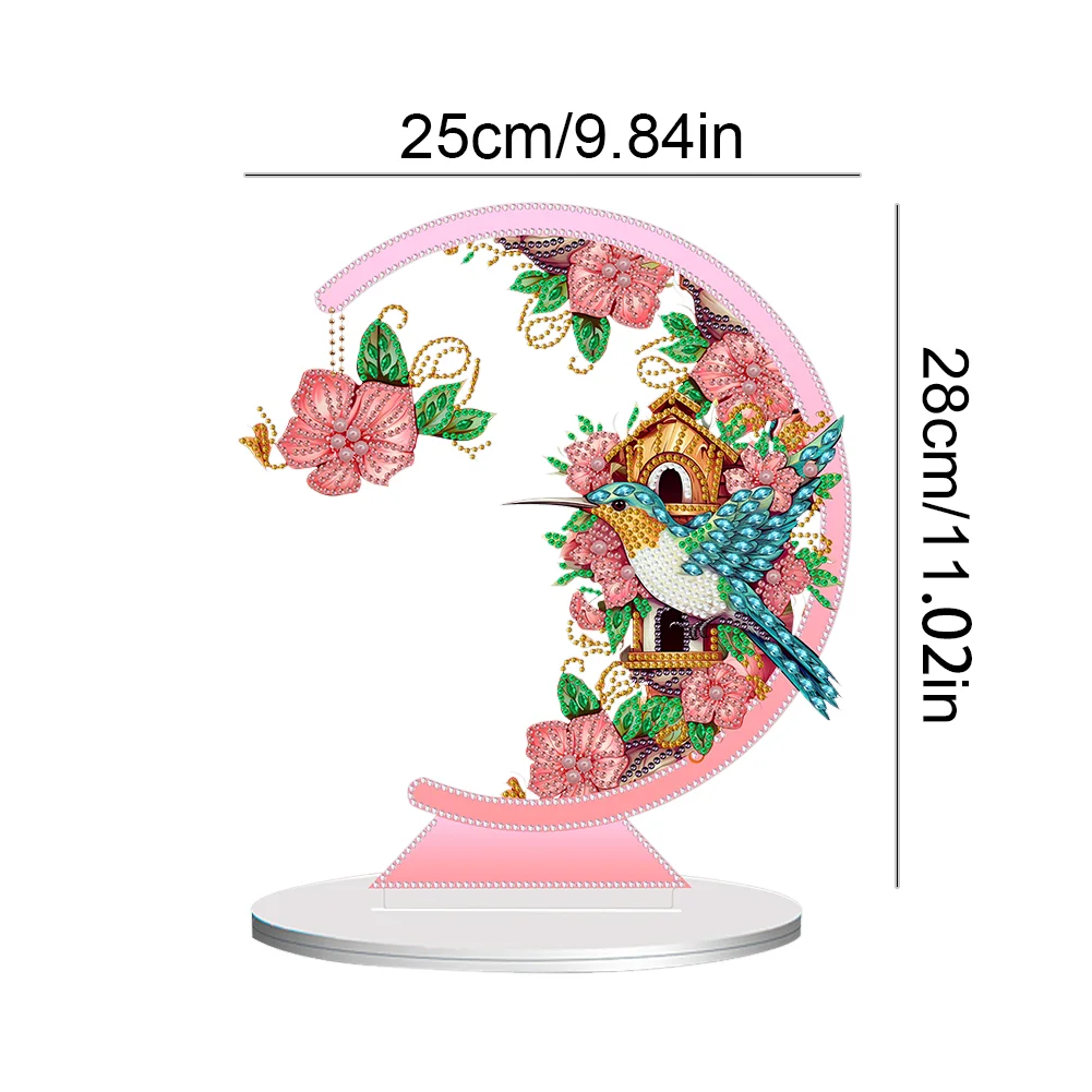 DIY Flower Hummingbird Single Side Diamond Painting Acrylic Crystal Painting Desktop Kit for Home Office Desktop Decor