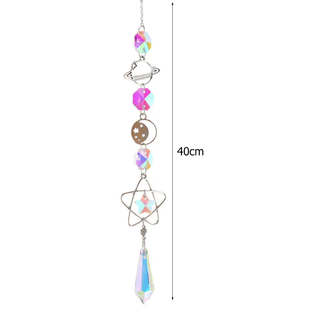 Crystal Wind Chime Prism Catchers Ornament Curtain Home Garden Pendant (C)