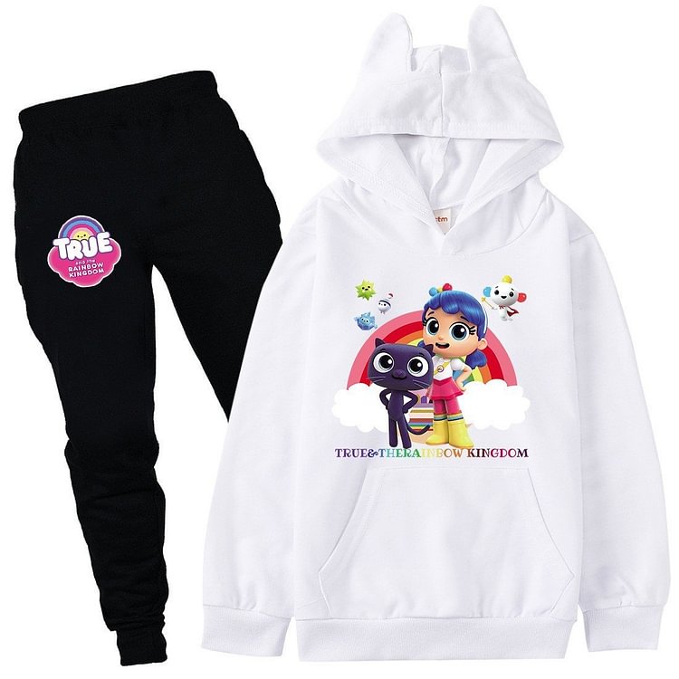 Mayoulove True And The Rainbow Print Girls Cotton Hoodie And Pants Set Tracksuit-Mayoulove