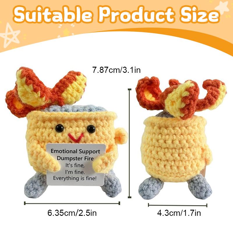 Crochet Dumpster Fire Toy, 1 Count Emotional Support Dumpster Fire Plush Toy, Emotional Support Ornament for Easter Decoration Or Gift 1
