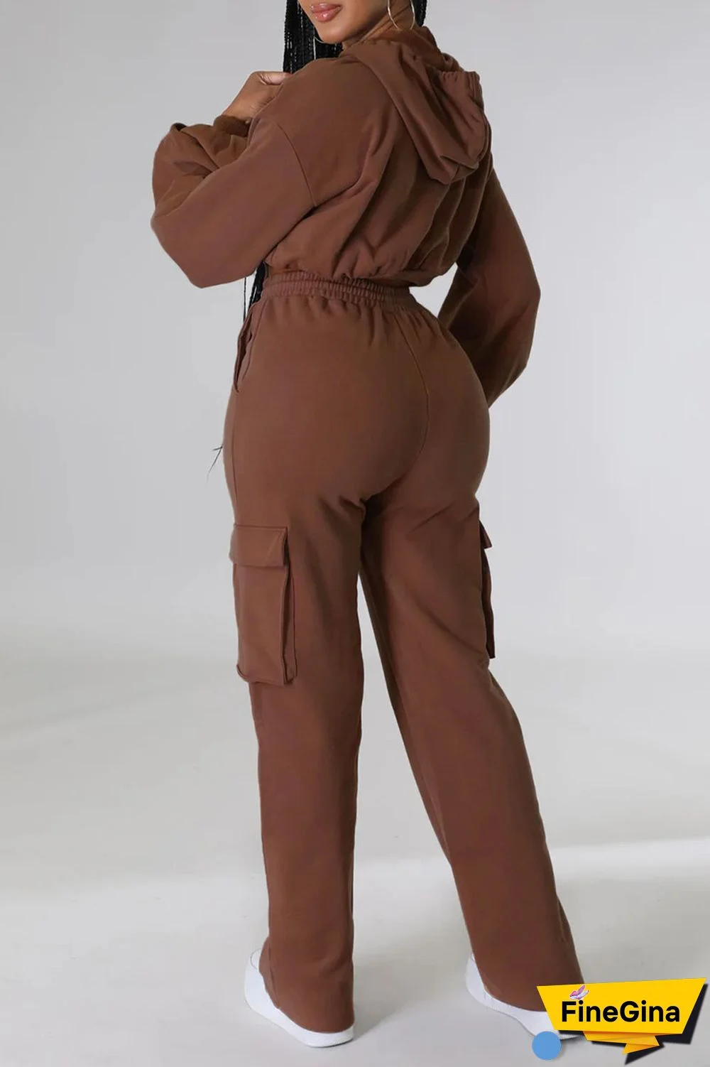 White Casual Solid Patchwork Hooded Collar Long Sleeve Two Pieces