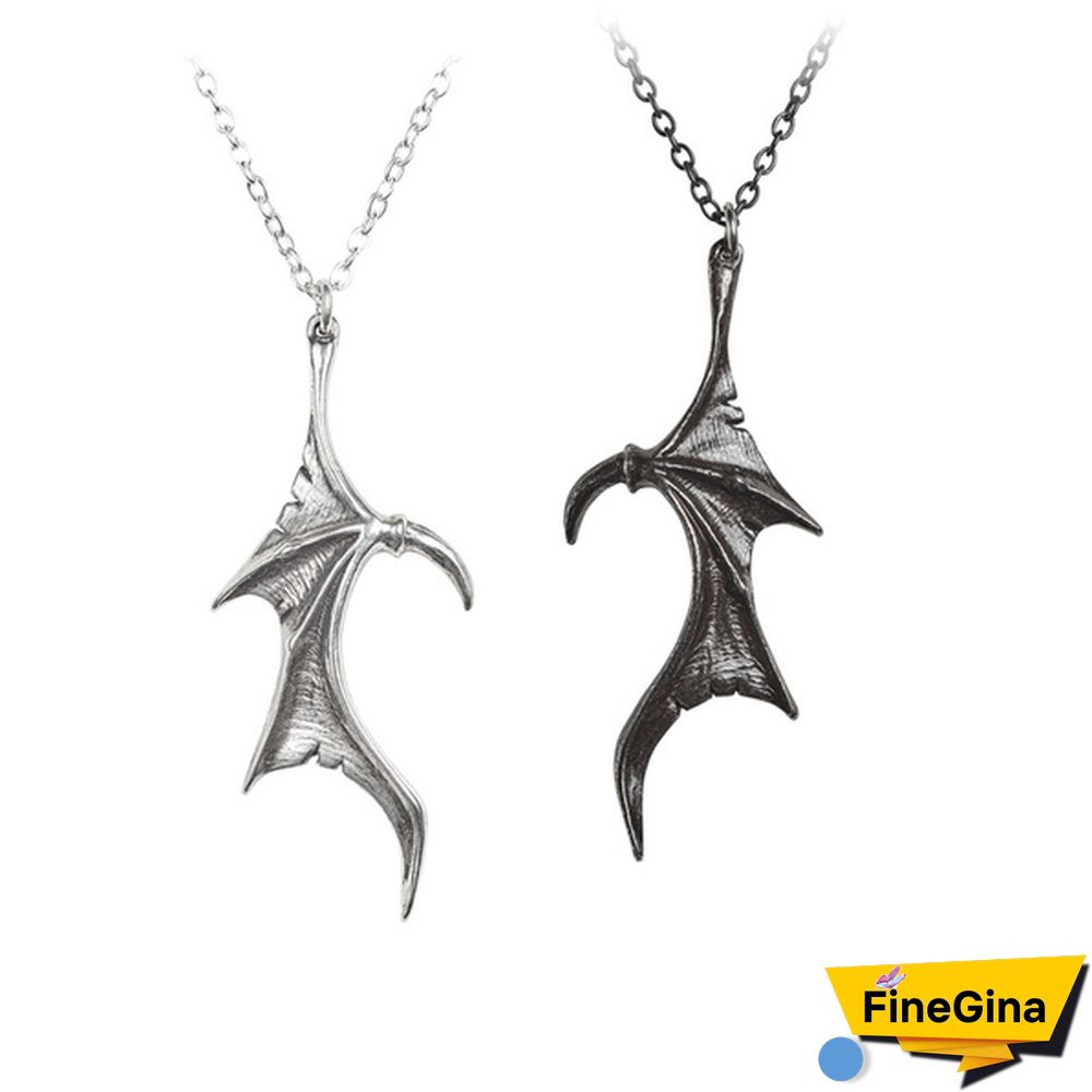 Darkling Heart Necklace Alchemy Gothic Couples Matching Dragon Wing Pendants