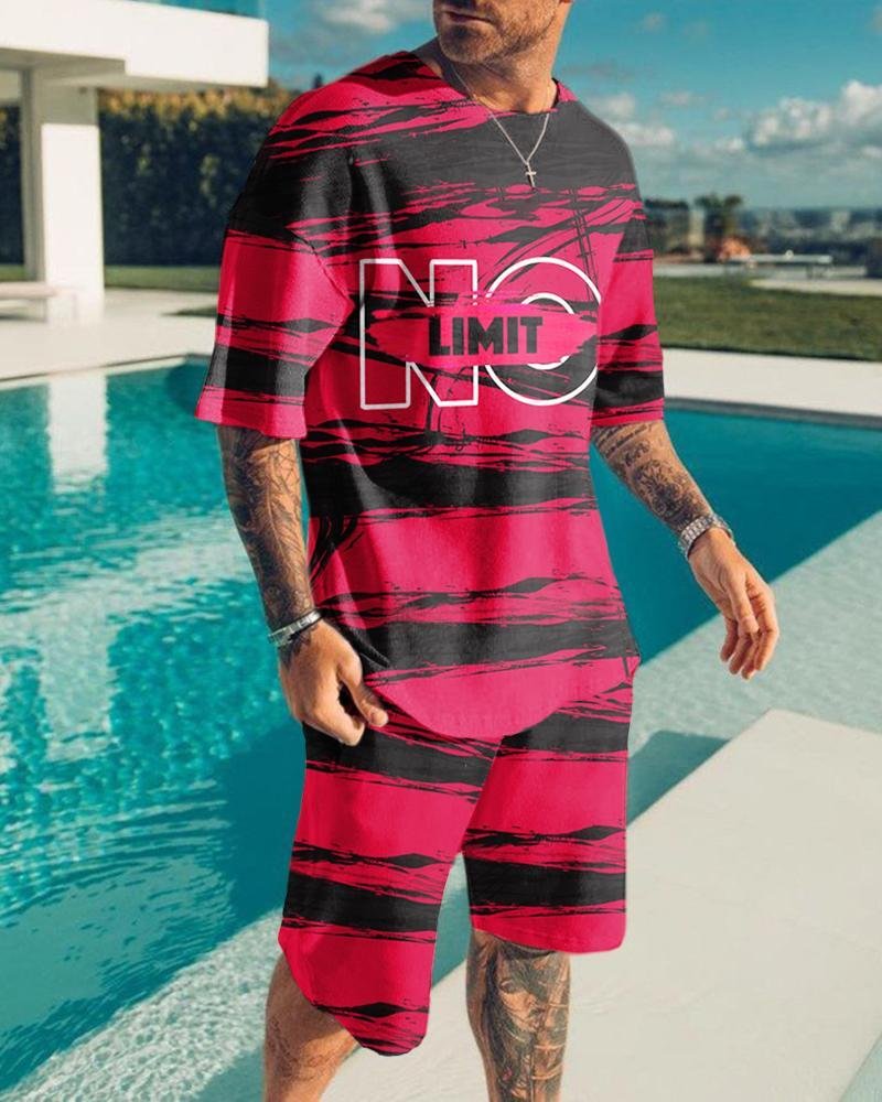Men's Fashion Pink No Limit Shorts Suit