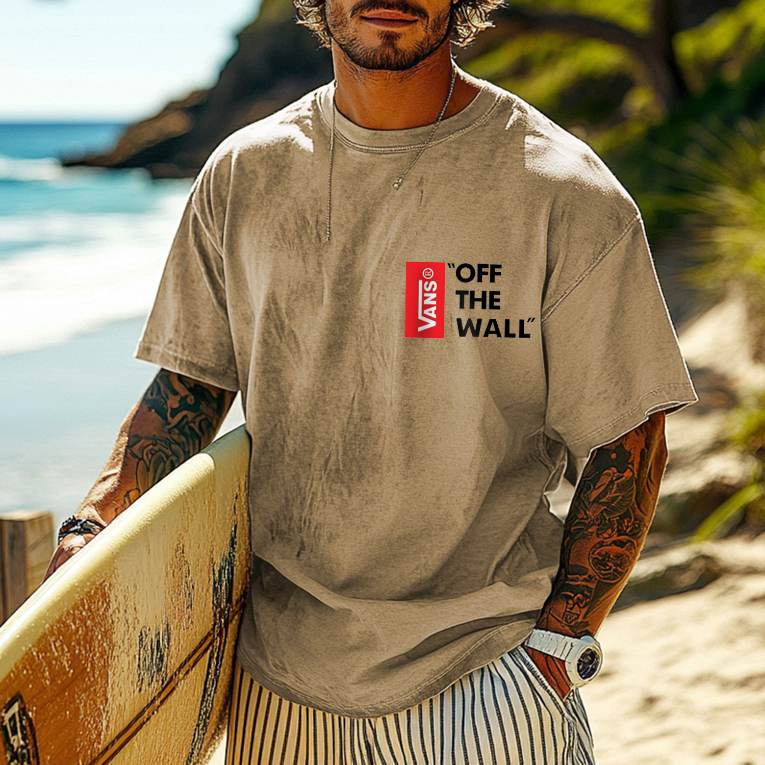 Surf Vacation Distressed Loose Tee / TECHWEAR CLUB / Techwear
