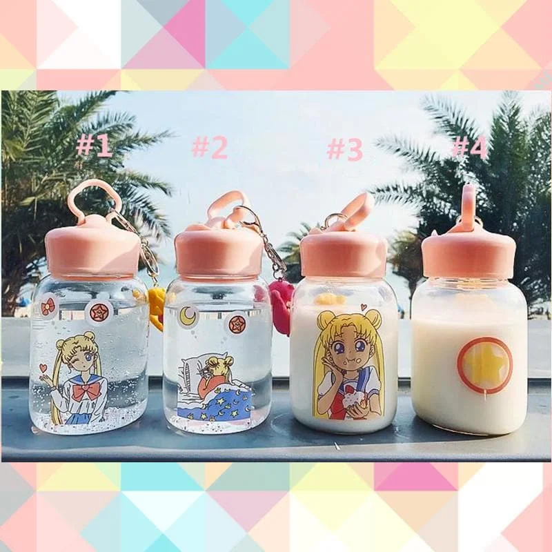 Free Shipping Kawaii Sailor Moon Glass Bottle SP1812142