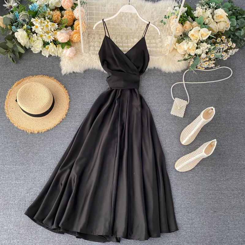 Ueong Gentle Wind Long Dress Children's Summer Dress 2023 New Goddess Heart Machine Open-Back Strap Halter Dress