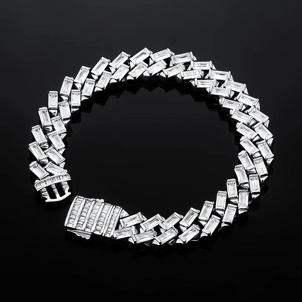 12MM Baguette Channel Set Cuban Bracelet-VESSFUL